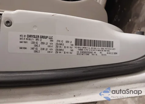 2012 Dodge Grand Caravan Se/Avp z USA, uszkodzony, nr VIN 2C4RDGBG3CR322463